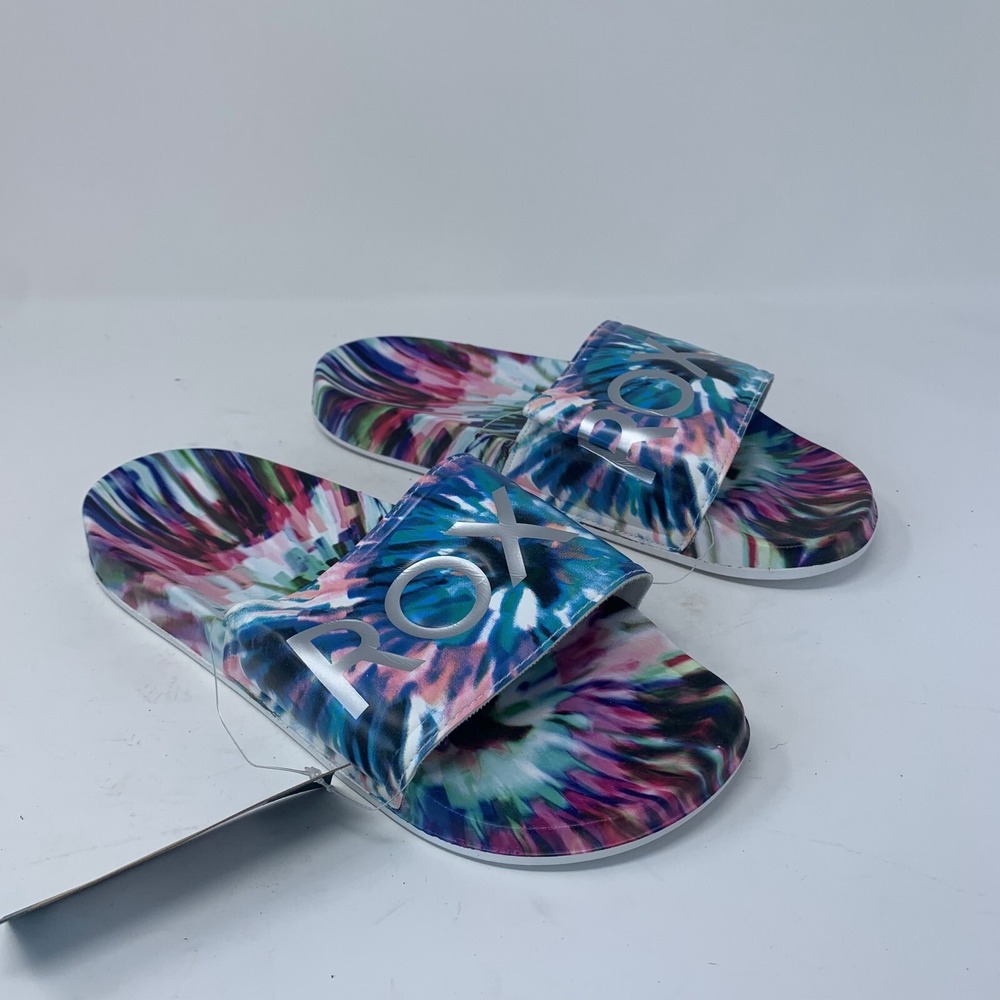Roxy Slippy ARJL101011 Sport Slide Sandals Women's 9 Multicolor Printed 8135